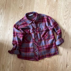 Maurice flannel, small, maroon, burnt orange, pink, and gray/blue